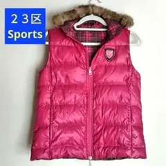 ダウンベスト 23区スポーツ フード付き ピンク チェック ゴルフ アウトドア