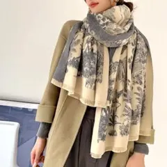 ⭐大判 ストール　ショール　マフラー　スカーフ ひざ掛け ボタニカル柄