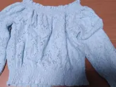 セシルマクビー　オフショルダー　レースブラウス　水色　Mサイズ