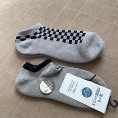 【美品】メンズソックス2足セット　グレー チェッカー柄 ソックス 25-27cm