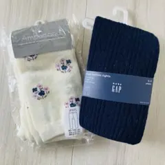 baby GAP くまタイツ&花柄レギンスセット 90-100cm