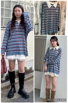 kastane＊ボーダーラガーポロニット＊