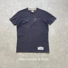 Abercrombie & Fitch/Tシャツ/S/ネイビー/ロゴ/カジュアル