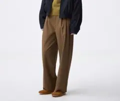 GU タックワイドパンツ　BROWN Sサイズ