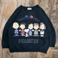 80s PEANUTS スウェット スヌーピー ブラック VINTAGEのサムネイル