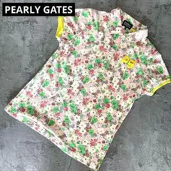 PEARLY GATES パーリーゲイツ 半袖 ポロシャツ 花柄 ロゴ ゴルフ