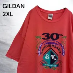 ギルダン　Tシャツ 2XL コーラルピンク　半袖　アメリカ古着　両面プリント