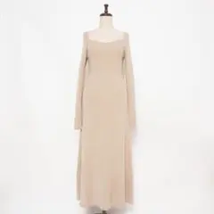 ミヴァコンス デコルテオープンリブニットワンピース ベージュ F*HD1116