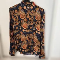 ZARA MAN 花柄長袖シャツ ネイビー