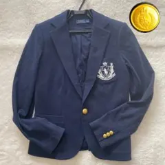 【金ボタンXL相当】ポロラルフローレン　テーラードジャケット　紺ブレ　エンブレム