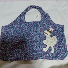 KP デコ花柄ウサギ刺繍トートバッグ