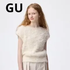 【新品】GU ジーユー　フェザーヤーンニットプルオーバーLサイズ