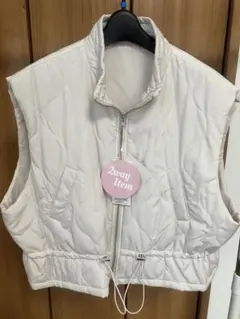 【新品タグ付】キルティングベスト 2way ホワイト Lサイズ