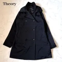 【Theory】ダブルブレスト　トレンチダウンコート　スタイリッシュ　ブラックS