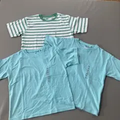 新品150cm Tシャツ お揃い　双子　ボーダー　無地　シンプル　兄弟