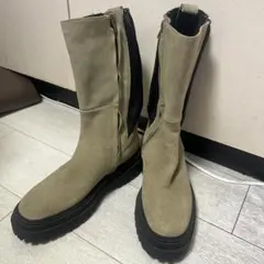 【値下げ】 ザラ トラックブーツ 厚底 スエード　カーキ 40 25.5cm