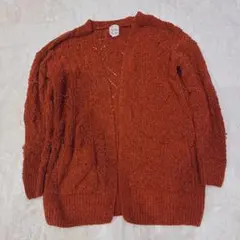 ブラウン カーディガン ニット S ゆる 古着 カジュアル シンプル
