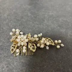 ウェディング ヘッドドレス ゴールド パール