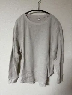 【UNIQLO】ワッフル生地　長袖トップス(ベージュ/M)