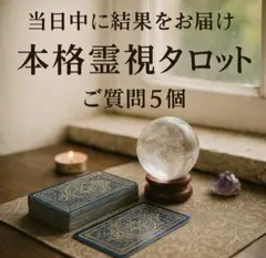 ご質問5個 本格霊視×タロット 当日中に鑑定結果をお届け 深掘り鑑定 チャット占
