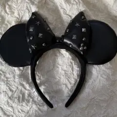 黒いスタッズ付きミニーマウス耳カチューシャ