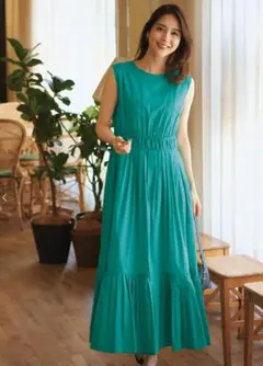 ANAYI 【WEB限定カラー】コットンシルクローンティアードワンピース