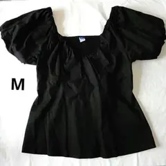 OLD NAVY パフスリーブシャツ M ブラック スクエアネックのサムネイル