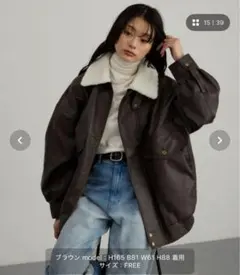 ブラウン フリース付きレザージャケット FREE