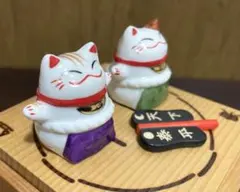 希少品！猫舎道楽堂本舗　相撲招き猫 置物のサムネイル
