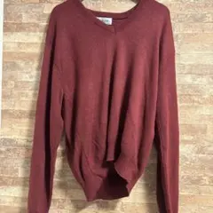 Jantzen バーガンディ Vネック長袖セーター