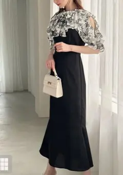 ◻️美品 GRL トワルドジュイ柄ボウタイフリルワンピース/オケージョン/二次会◻️