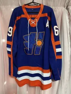 ボーイフレンドスタイル メンズ刺繍アイスホッケージャージー 69番