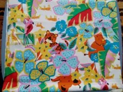 カラフルどうぶつ★生地 ぞう サイ とら オウム キリン 南国 花