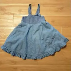 メゾピアノ　ジャンバースカート 120cm　デニム　フリル　チュール　うさ耳