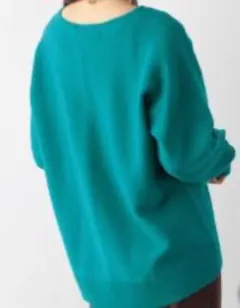 グローバルワーク Vネック ニットセーター 長袖 グリーン　М