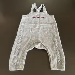 ファミリア70 グレー ニットロンパース 赤い虫刺繍