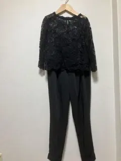 ブラックレースパンツセットアップ ハイウエストパンツ フォーマル Lサイズ