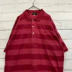 マックレガー ポロシャツ 2L XL ワインレッド ボーダー 刺繍ロゴ コットンのサムネイル