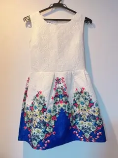 定価6800円 フラワープリント ノースリーブ ミニワンピース M ドレス