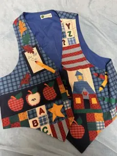 【美品】カラフルパッチワークベスト