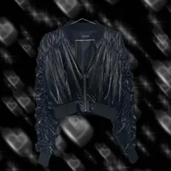 【即購入OK】JEANASIS ギャザー袖 ショート丈ブルゾン 黒 Y2K