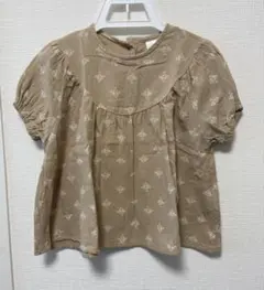 テータテート花柄ブラウス　ベージュ色 90cm