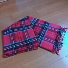 GU 赤チェック　大判　ストール　マフラー　ショール