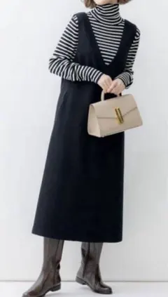 【23区】ポリバレントポンチ ジャンパースカート 洗える チャコールグレー 38