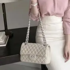 DHOLIC キルティング チェーン バッグ アイボリー