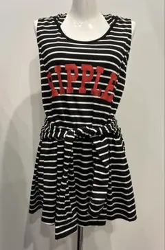 ストライプフード付きミニワンピース