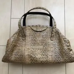 ヘビ革 ハンドバッグ ベージュ