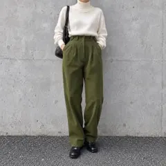 ウールパンツ スラックス カーキ タック タッパーズ ミリタリー M