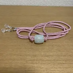 浴衣　帯留め 帯飾り 水玉模様 ピンク紐