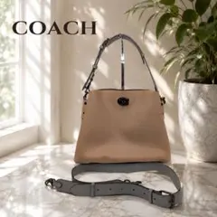 【美品】COACH ウィロウ ショルダーバッグ 2WAY レザー ベージュ